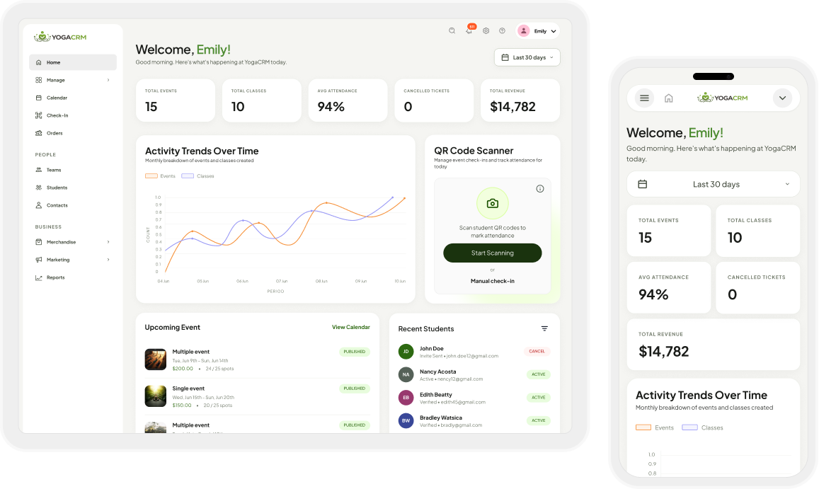 YogaCRM Dashboard